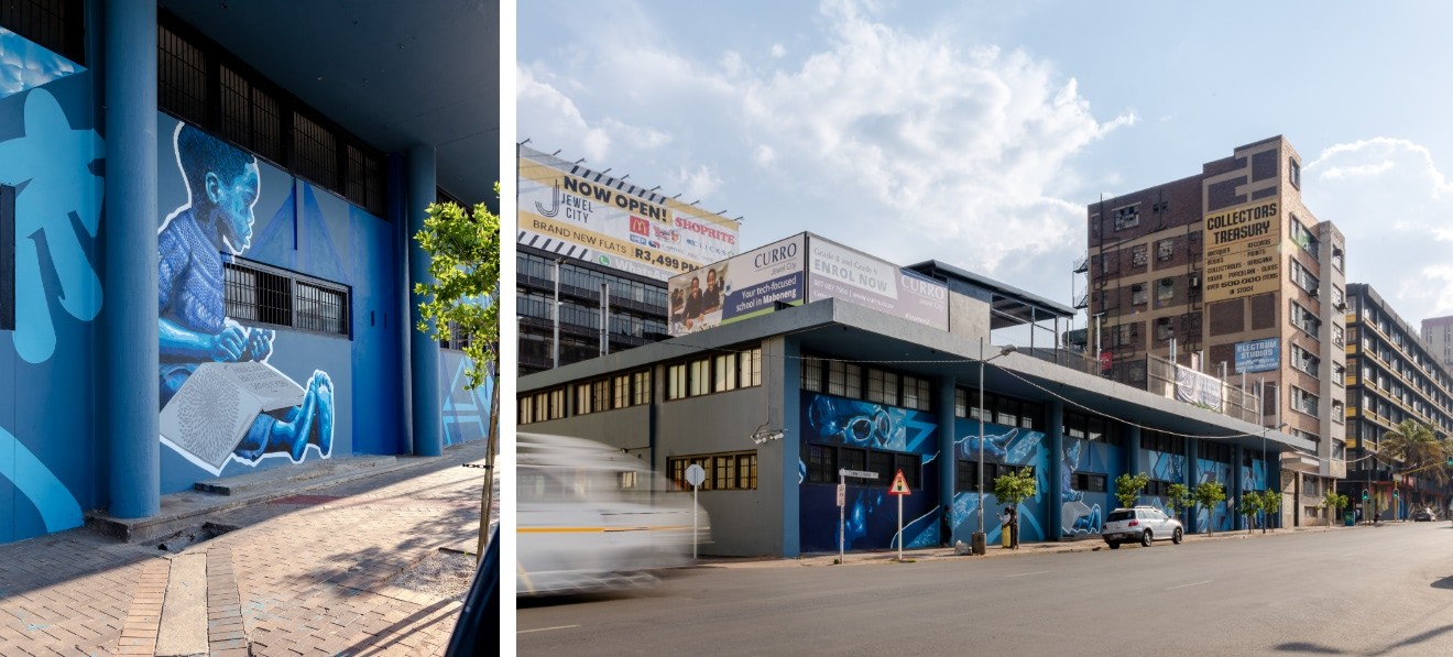 Dream, Play, Read and Achieve by DBongz facing onto Commissioner Street on the periphery of Jewel City.